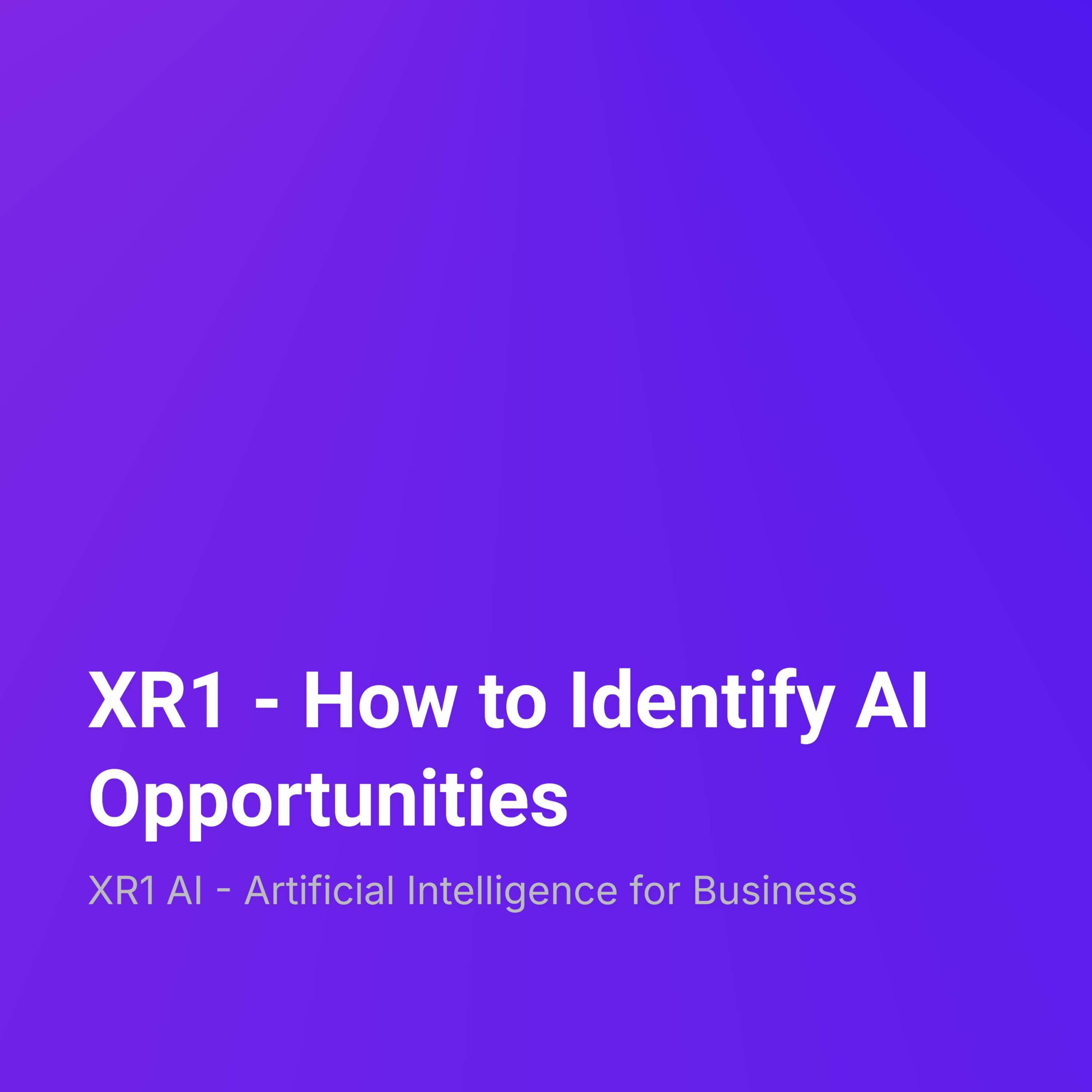 XR1 – How to Identify AI Opportunities