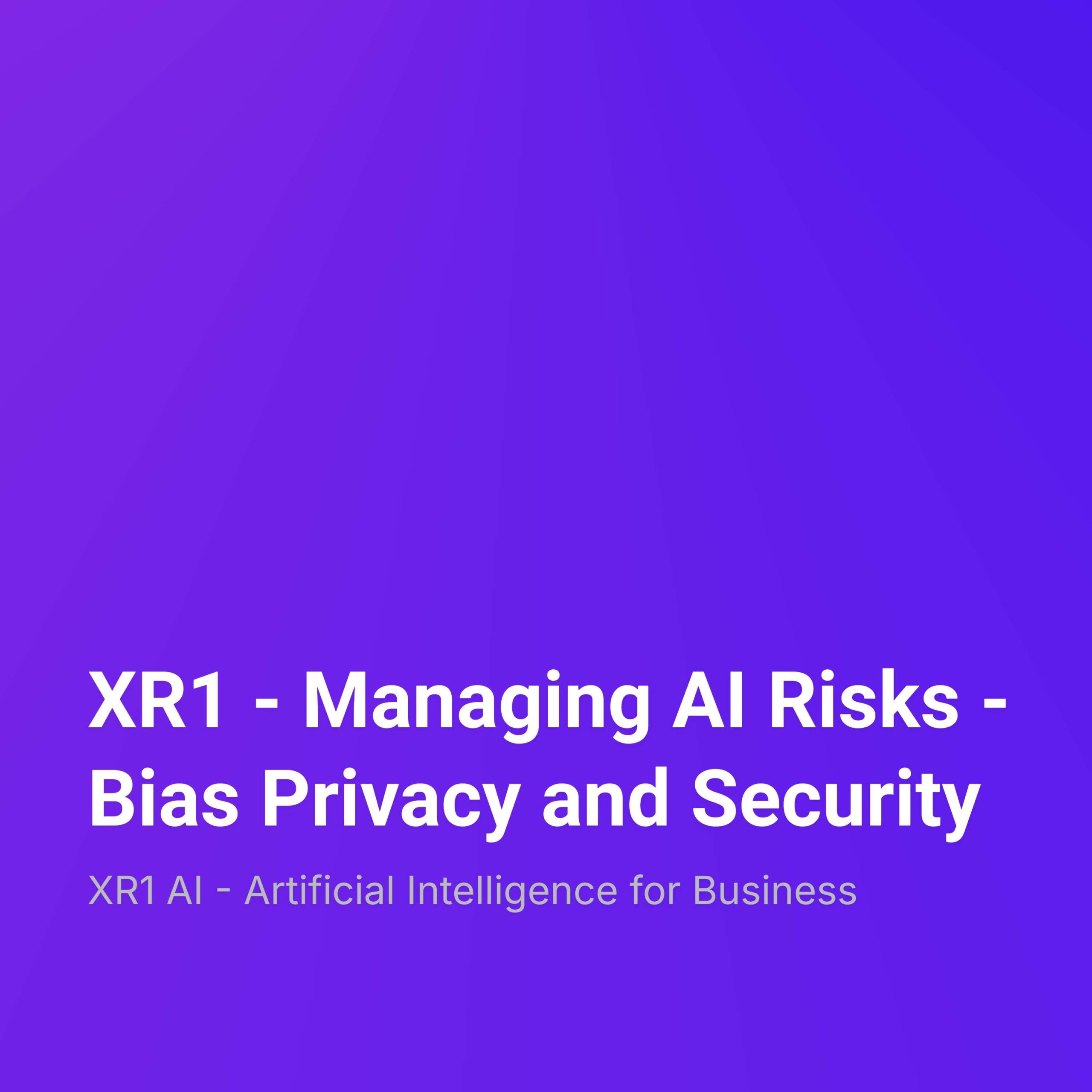 XR1 – Managing AI Risks – Bias Privacy and Security